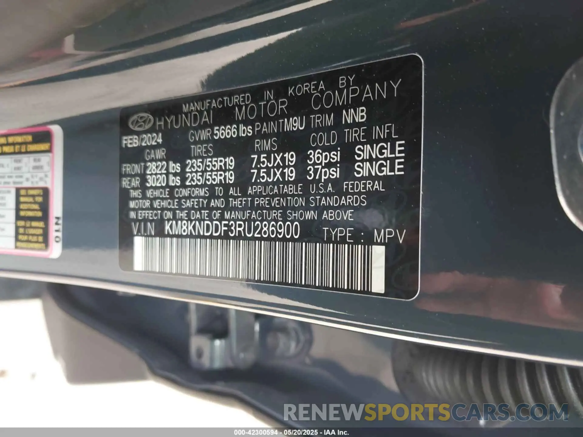 9 fotografías del automóvil dañado KM8KNDDF3RU286900 HYUNDAI IONIQ 5 2024