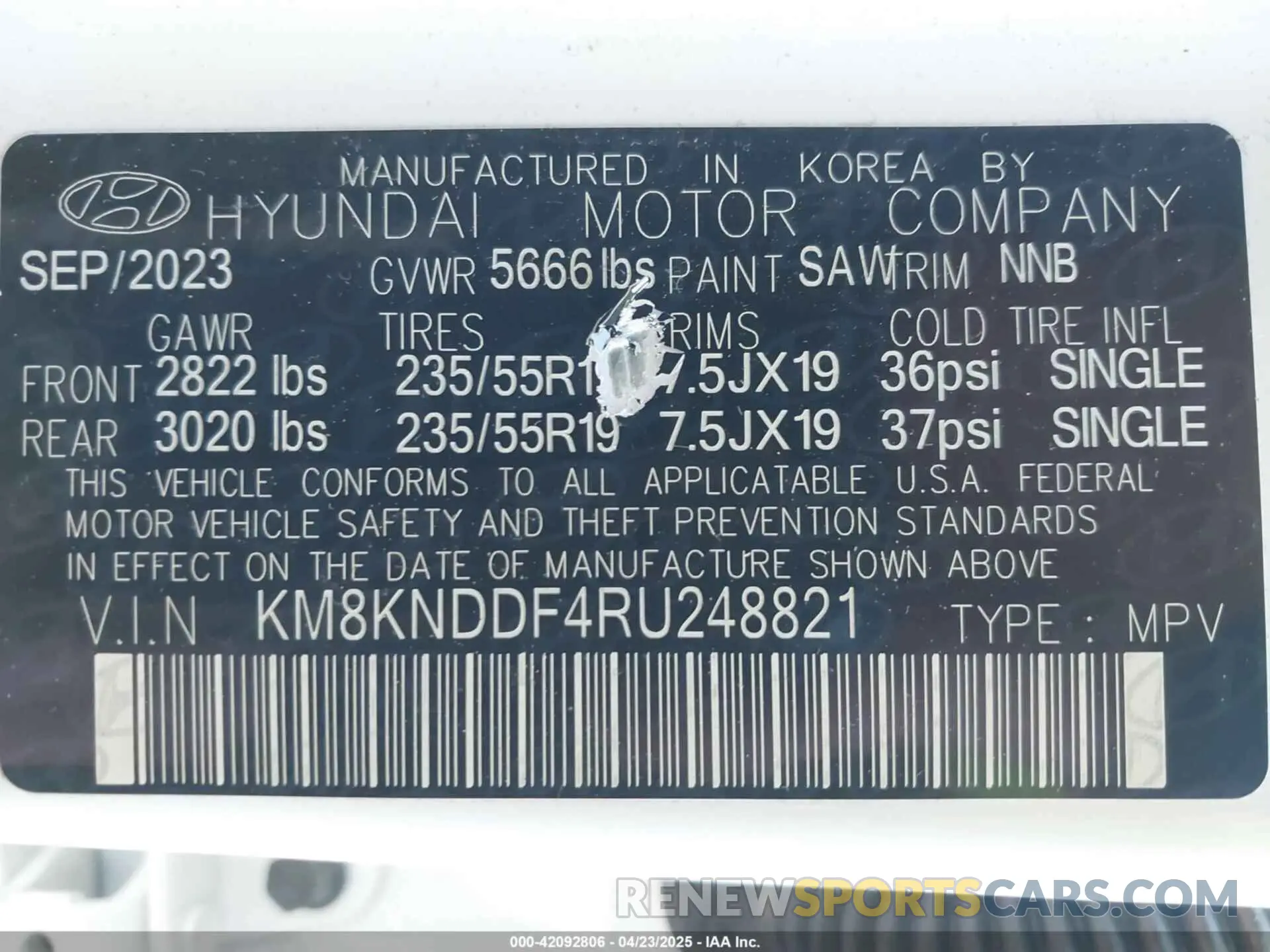 9 fotografías del automóvil dañado KM8KNDDF4RU248821 HYUNDAI IONIQ 5 2024