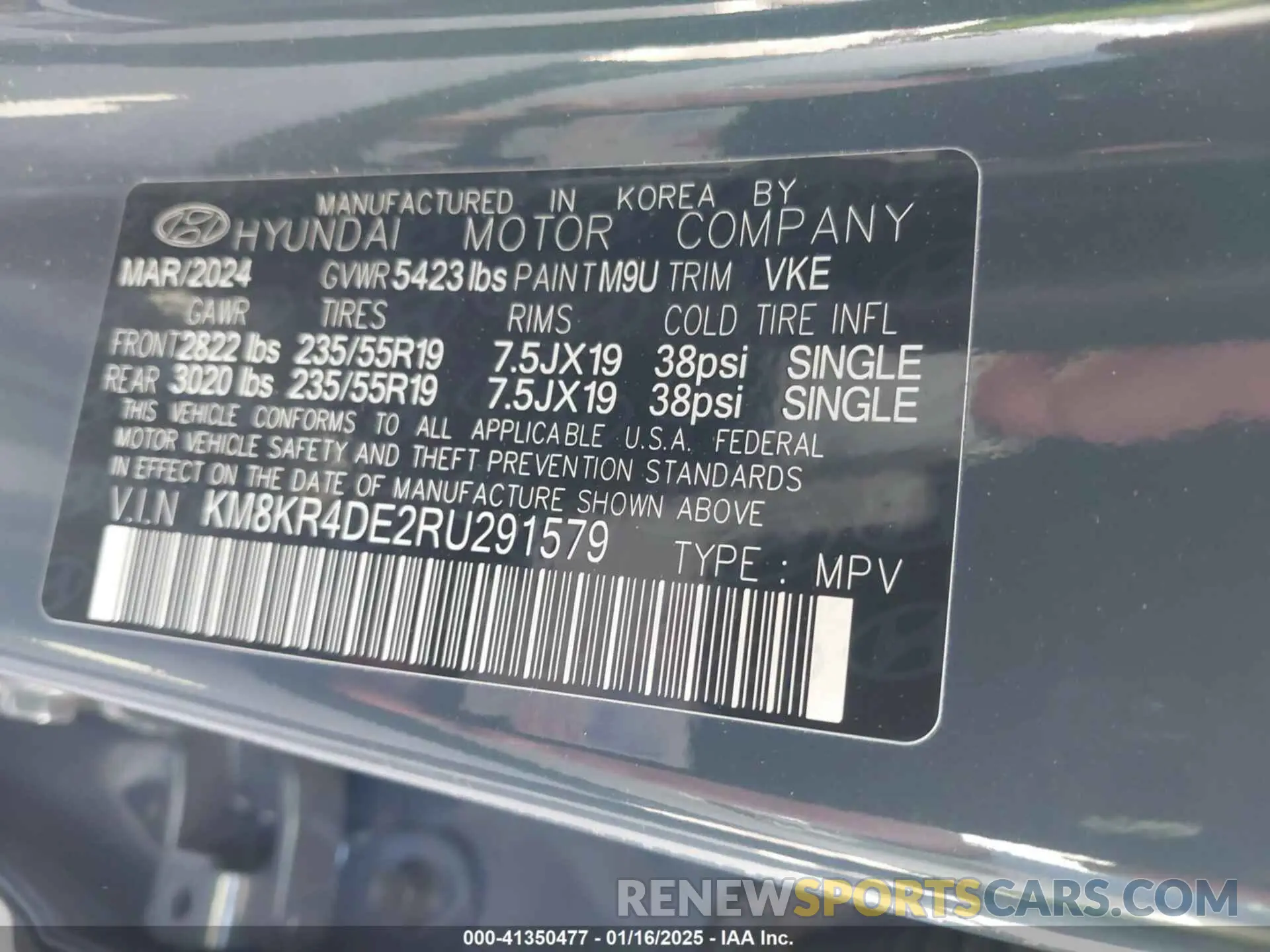 9 fotografías del automóvil dañado KM8KR4DE2RU291579 HYUNDAI IONIQ 5 2024