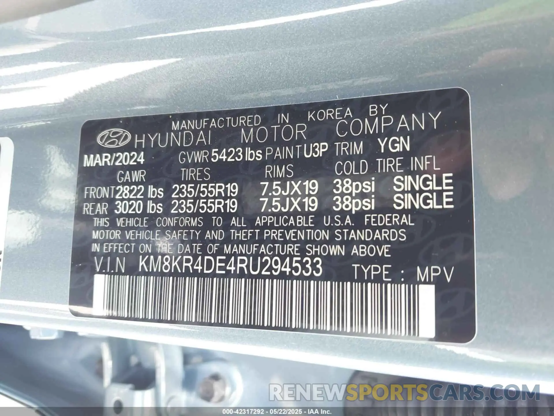 9 fotografías del automóvil dañado KM8KR4DE4RU294533 HYUNDAI IONIQ 5 2024