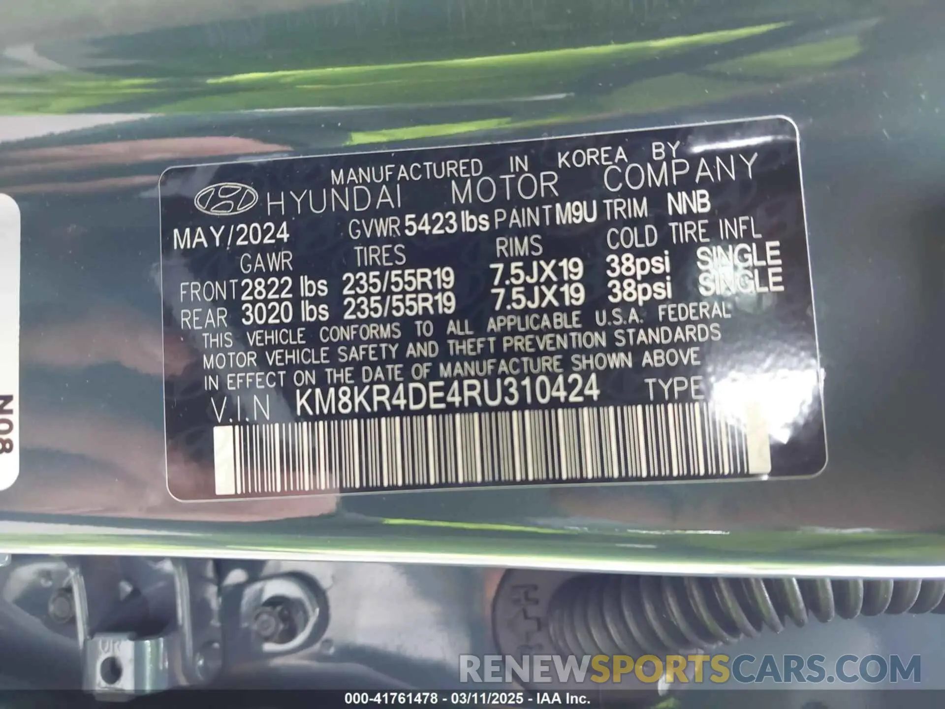 9 fotografías del automóvil dañado KM8KR4DE4RU310424 HYUNDAI IONIQ 5 2024