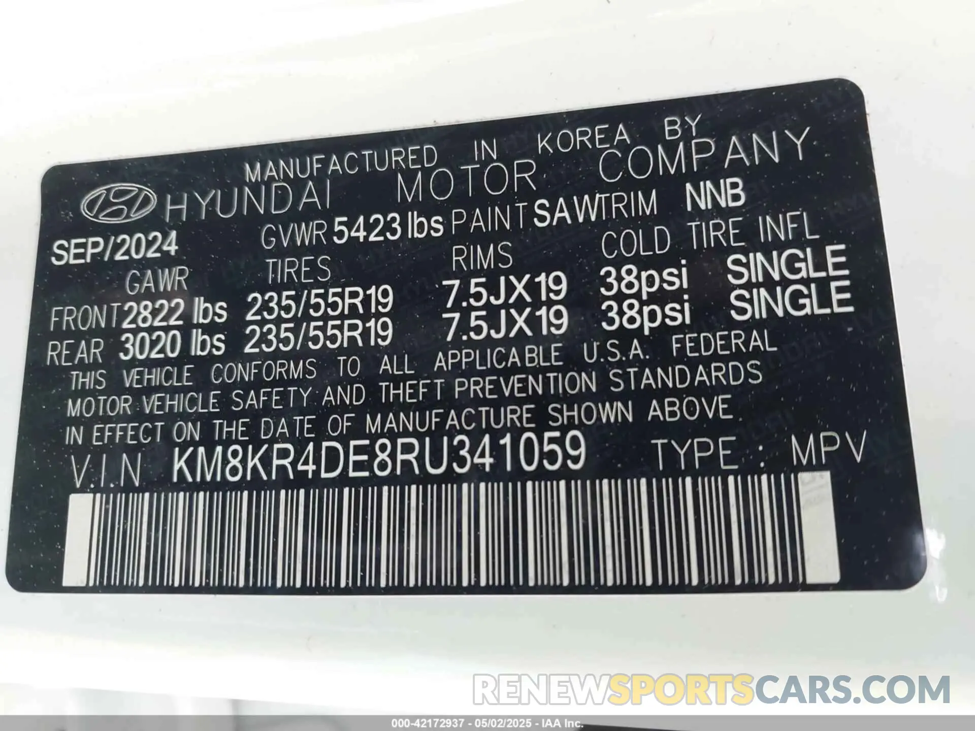9 fotografías del automóvil dañado KM8KR4DE8RU341059 HYUNDAI IONIQ 5 2024