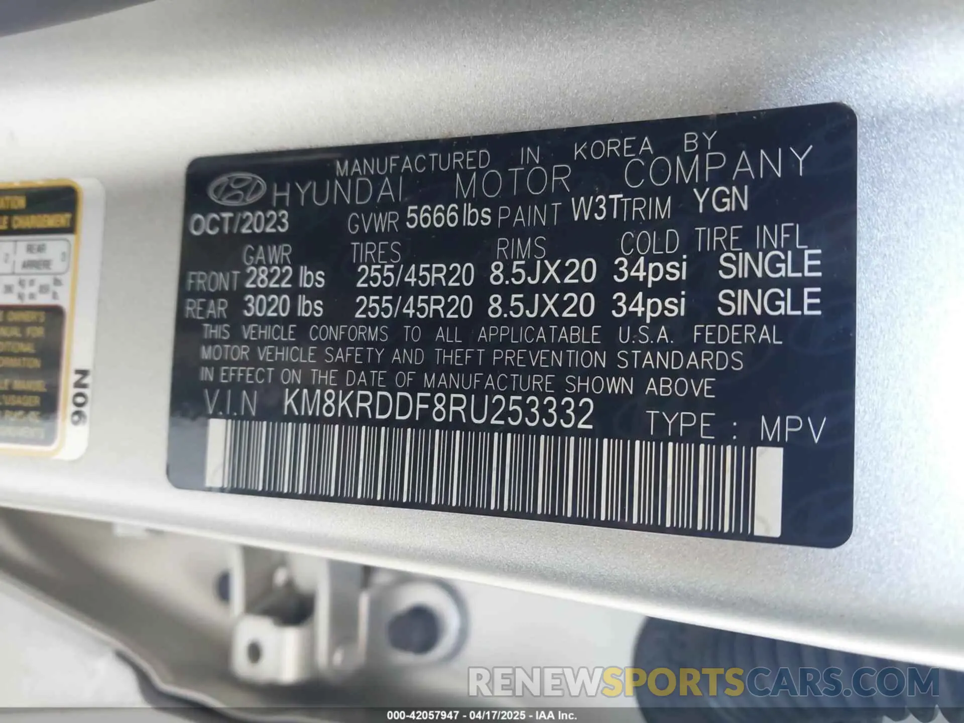 9 fotografías del automóvil dañado KM8KRDDF8RU253332 HYUNDAI IONIQ 5 2024
