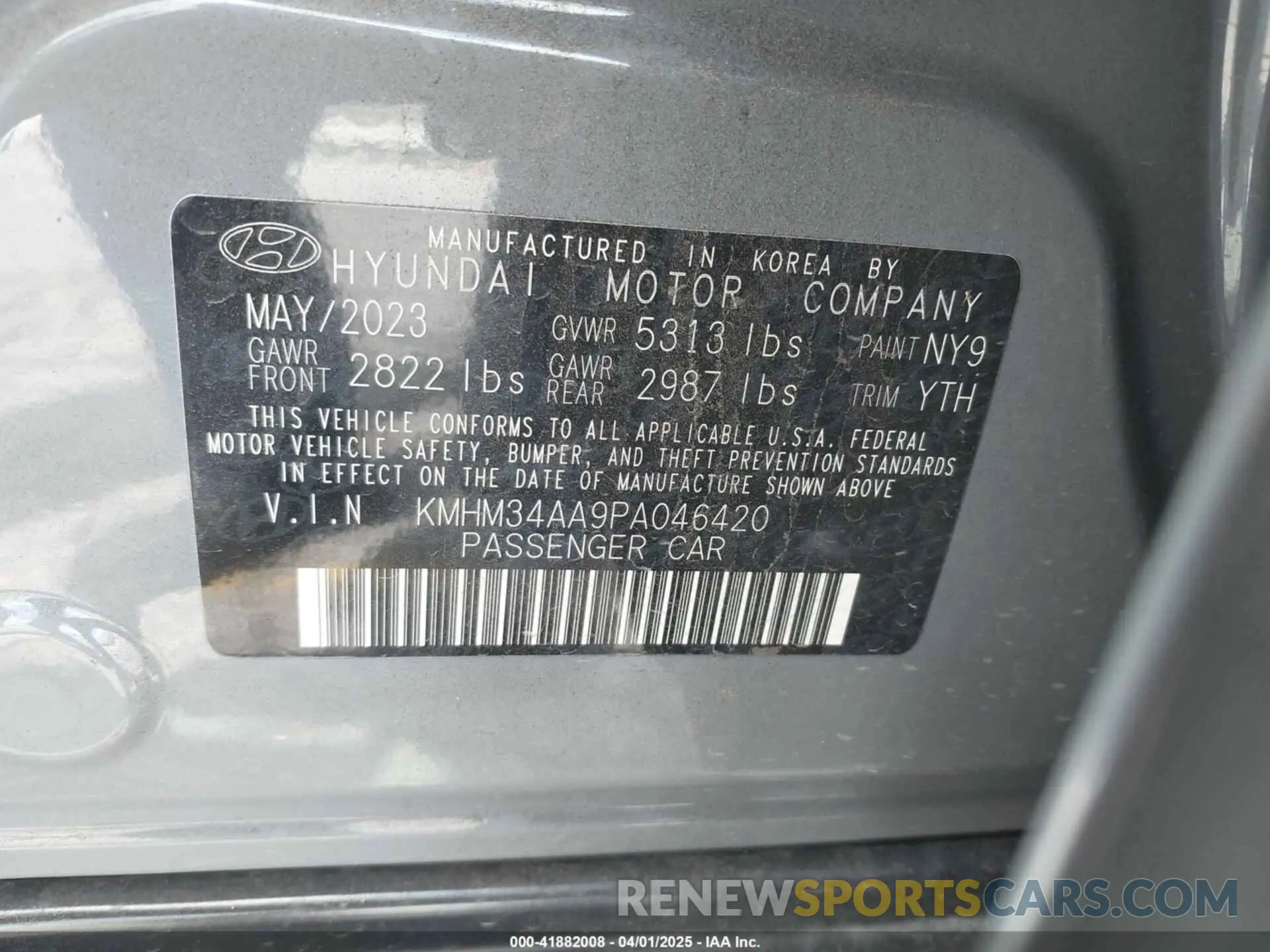 9 fotografías del automóvil dañado KMHM34AA9PA046420 HYUNDAI IONIQ 6 2023