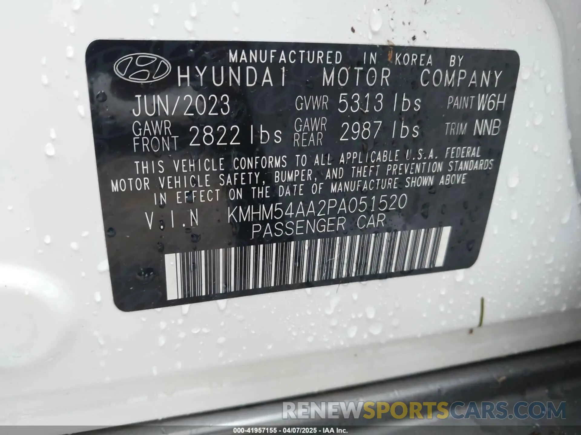 9 fotografías del automóvil dañado KMHM54AA2PA051520 HYUNDAI IONIQ 6 2023