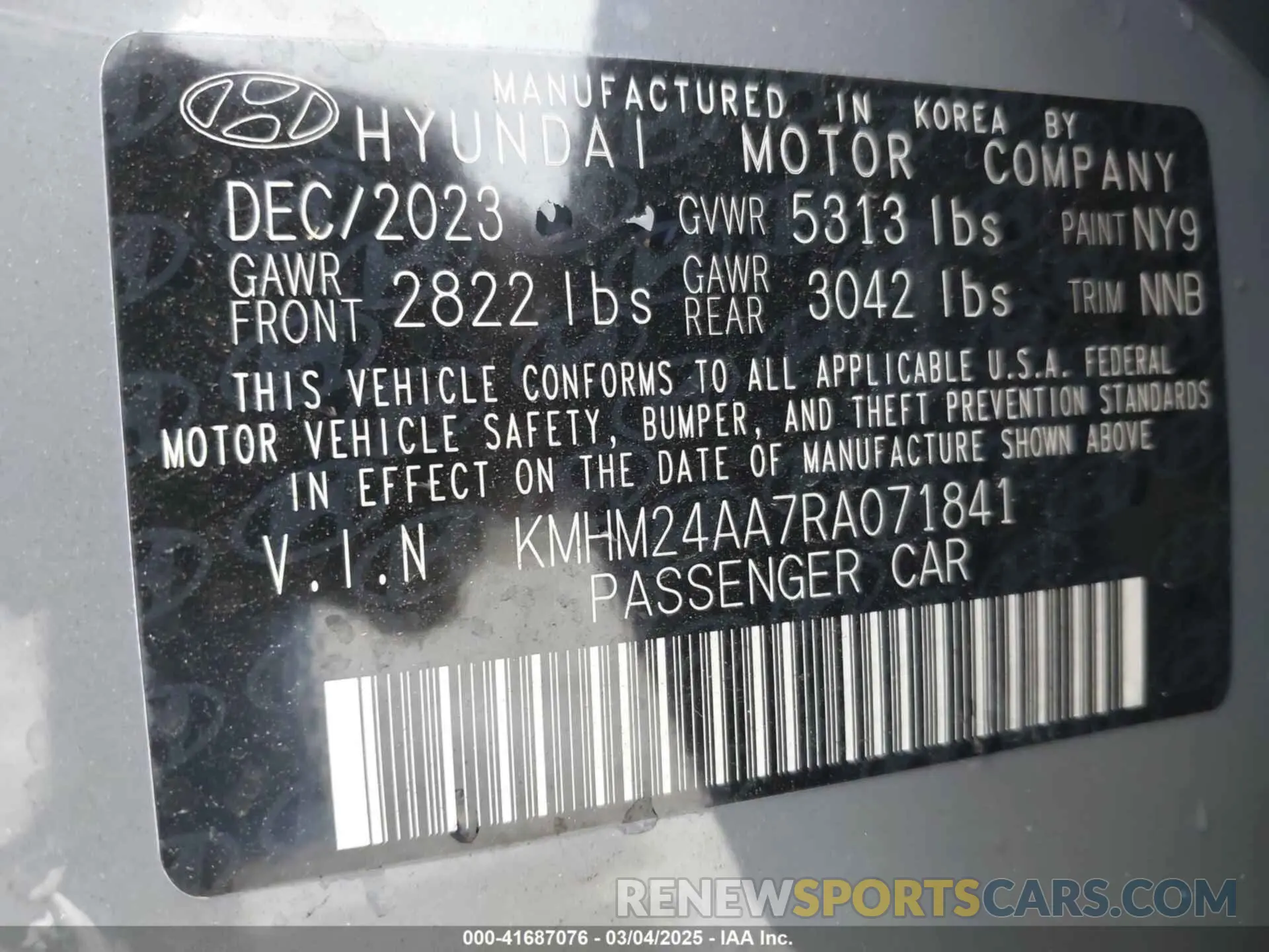 9 fotografías del automóvil dañado KMHM24AA7RA071841 HYUNDAI IONIQ 6 2024