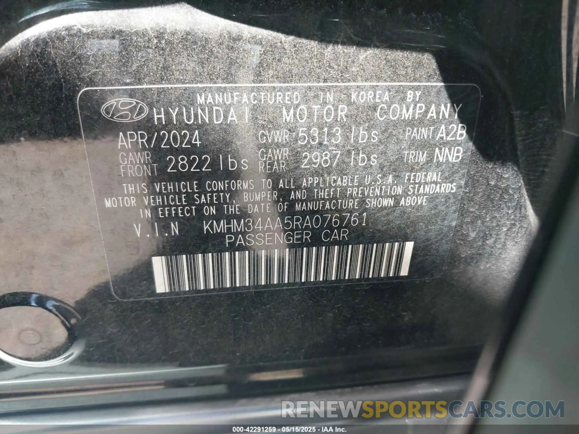 9 fotografías del automóvil dañado KMHM34AA5RA076761 HYUNDAI IONIQ 6 2024