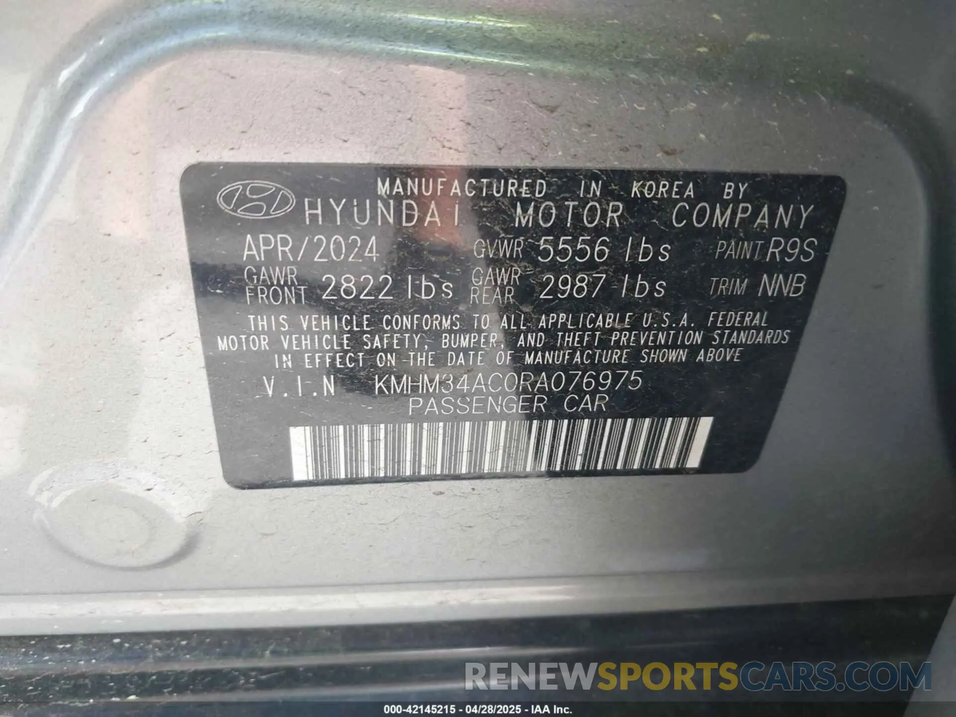 8 fotografías del automóvil dañado KMHM34AC0RA076975 HYUNDAI IONIQ 6 2024