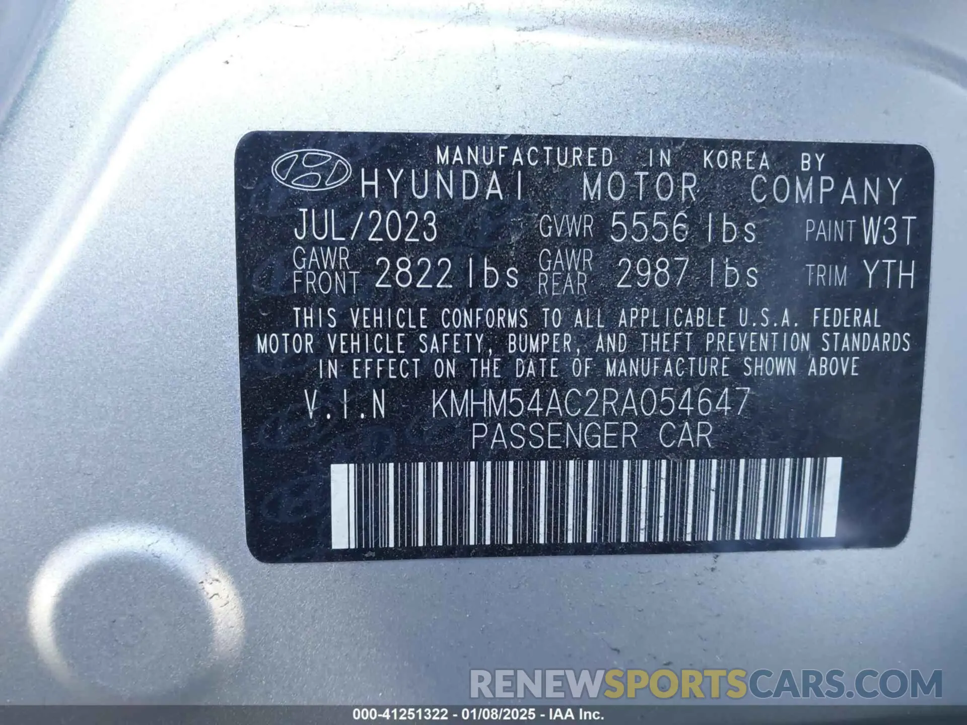 9 fotografías del automóvil dañado KMHM54AC2RA054647 HYUNDAI IONIQ 6 2024