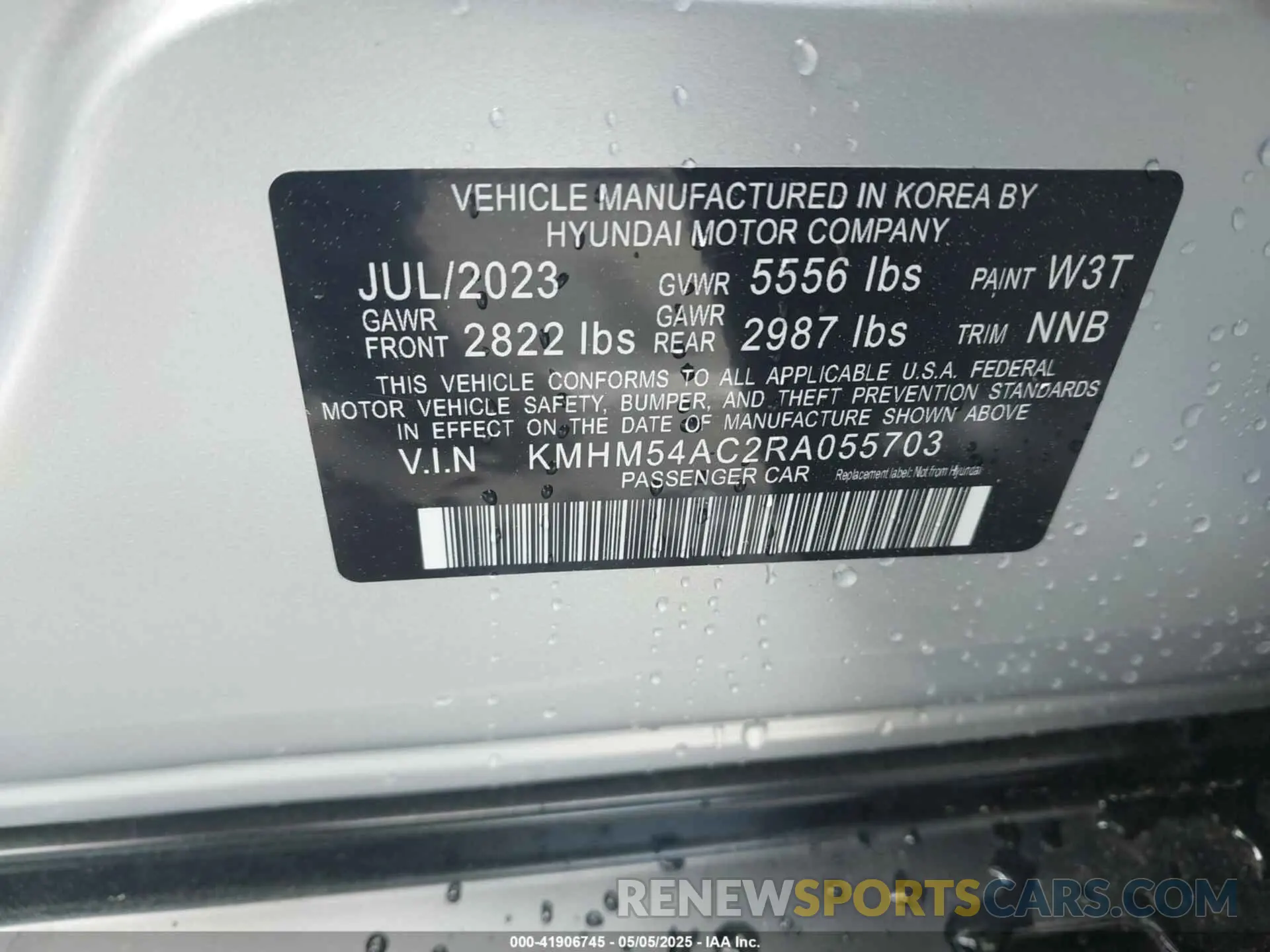 9 fotografías del automóvil dañado KMHM54AC2RA055703 HYUNDAI IONIQ 6 2024