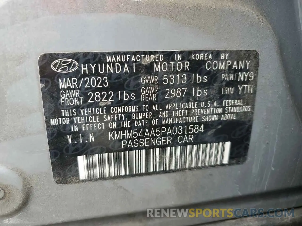 12 fotografías del automóvil dañado KMHM54AA5PA031584 HYUNDAI IONIQ 6 LI 2023