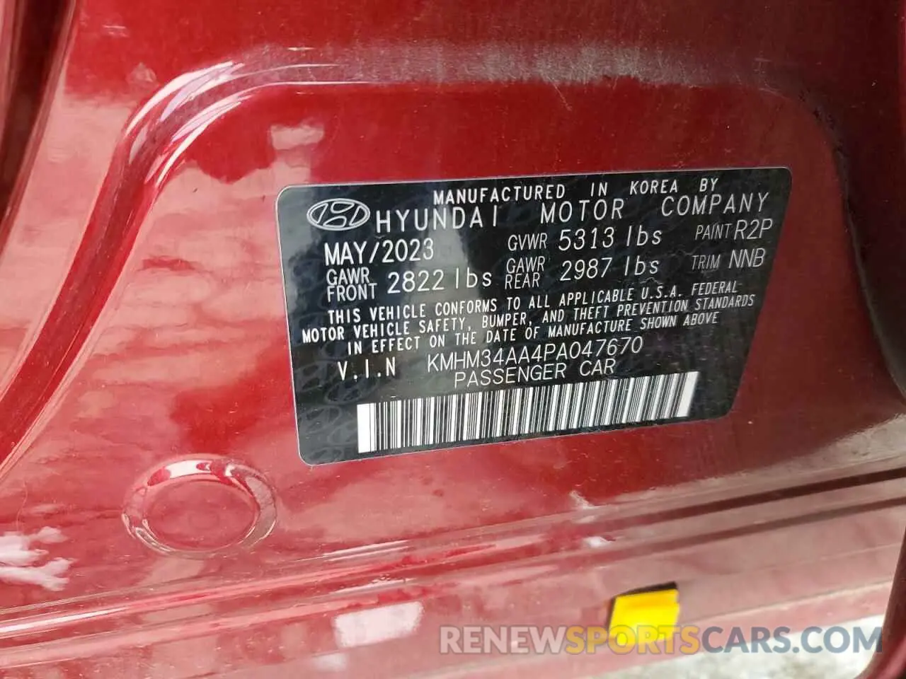 12 fotografías del automóvil dañado KMHM34AA4PA047670 HYUNDAI IONIQ 6 SE 2023