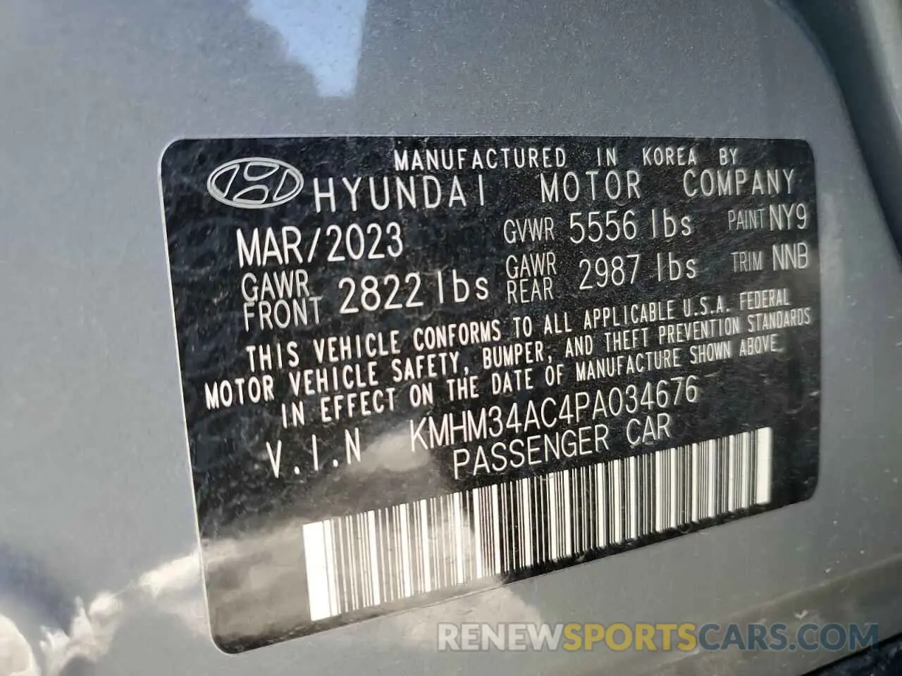 12 fotografías del automóvil dañado KMHM34AC4PA034676 HYUNDAI IONIQ 6 SE 2023