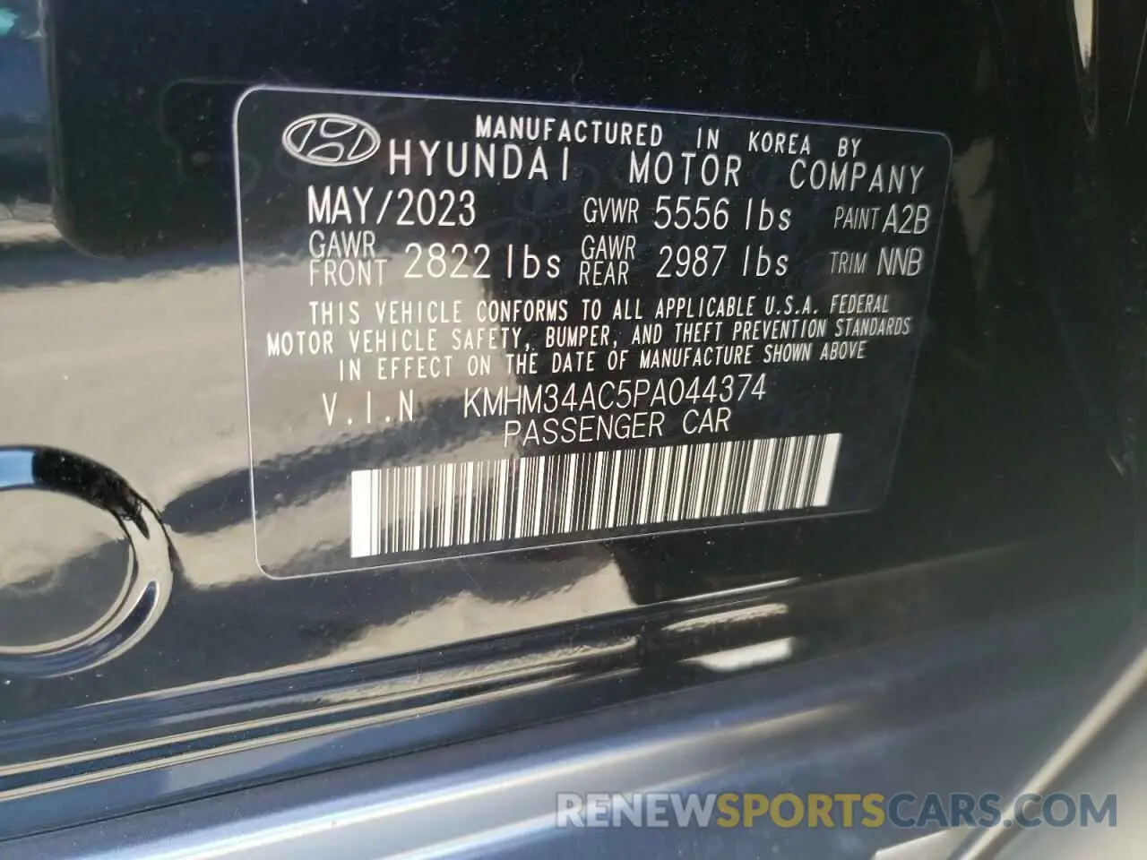 12 fotografías del automóvil dañado KMHM34AC5PA044374 HYUNDAI IONIQ 6 SE 2023