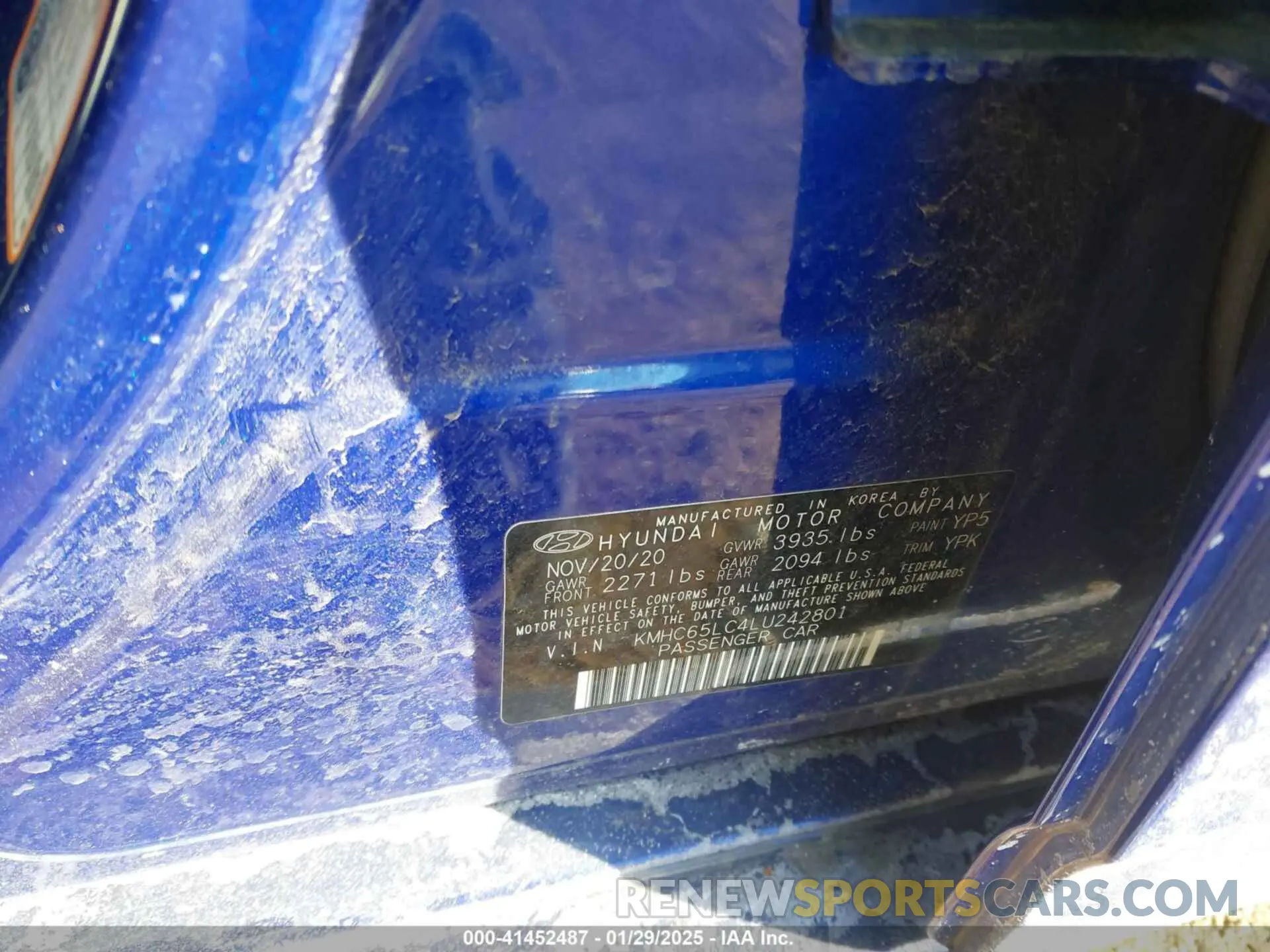 9 fotografías del automóvil dañado KMHC65LC4LU242801 HYUNDAI IONIQ HYBRID 2020