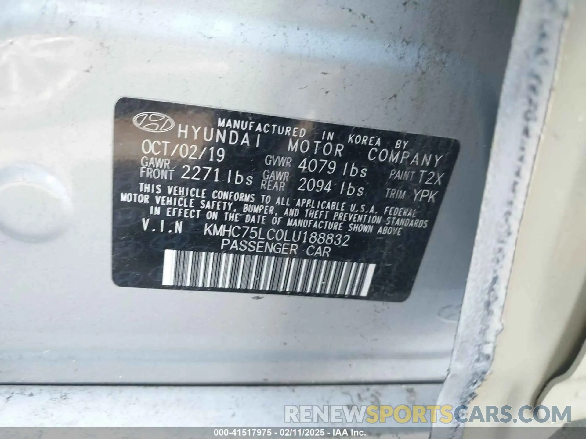 9 fotografías del automóvil dañado KMHC75LC0LU188832 HYUNDAI IONIQ HYBRID 2020
