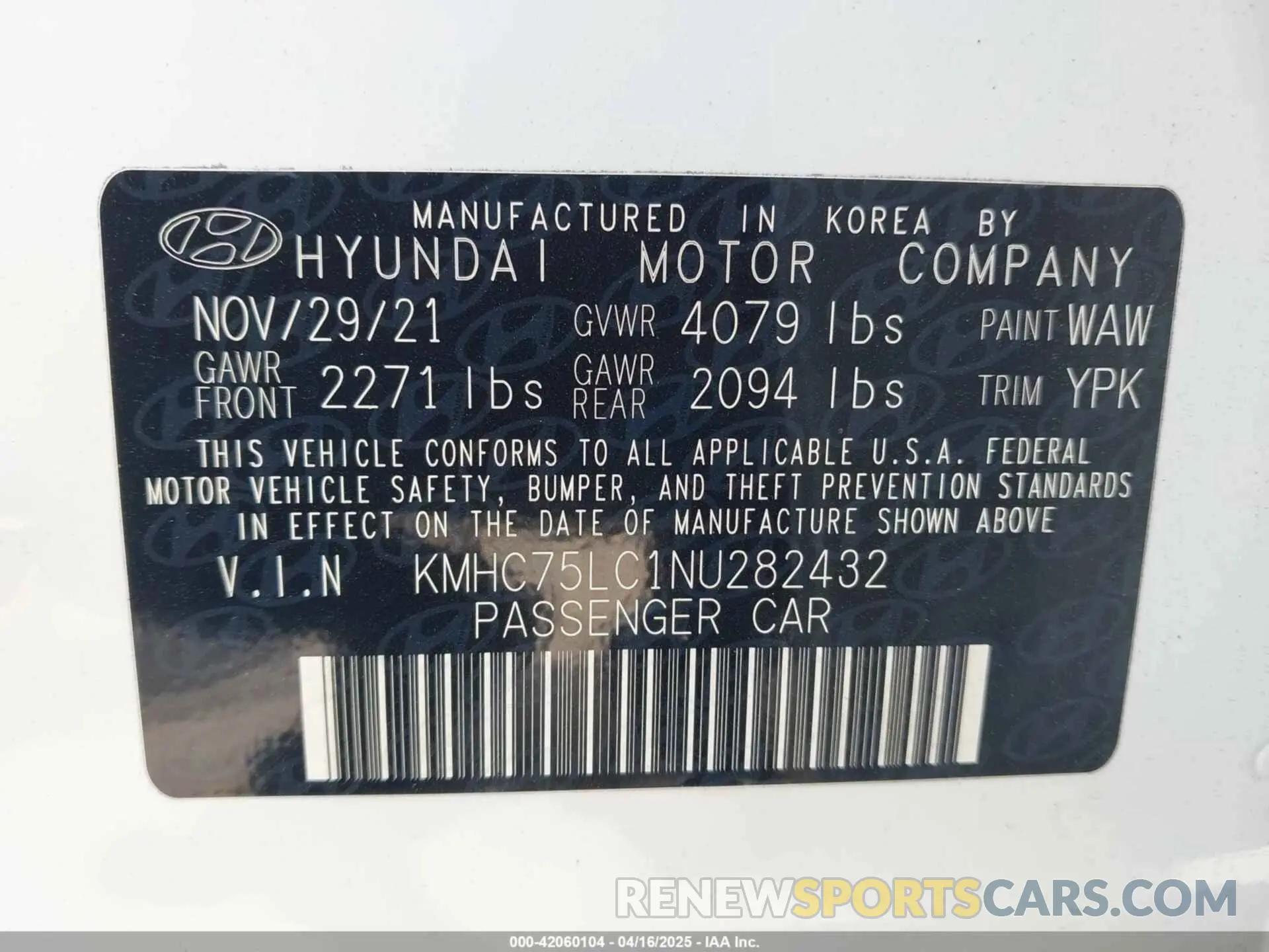 9 fotografías del automóvil dañado KMHC75LC1NU282432 HYUNDAI IONIQ HYBRID 2022
