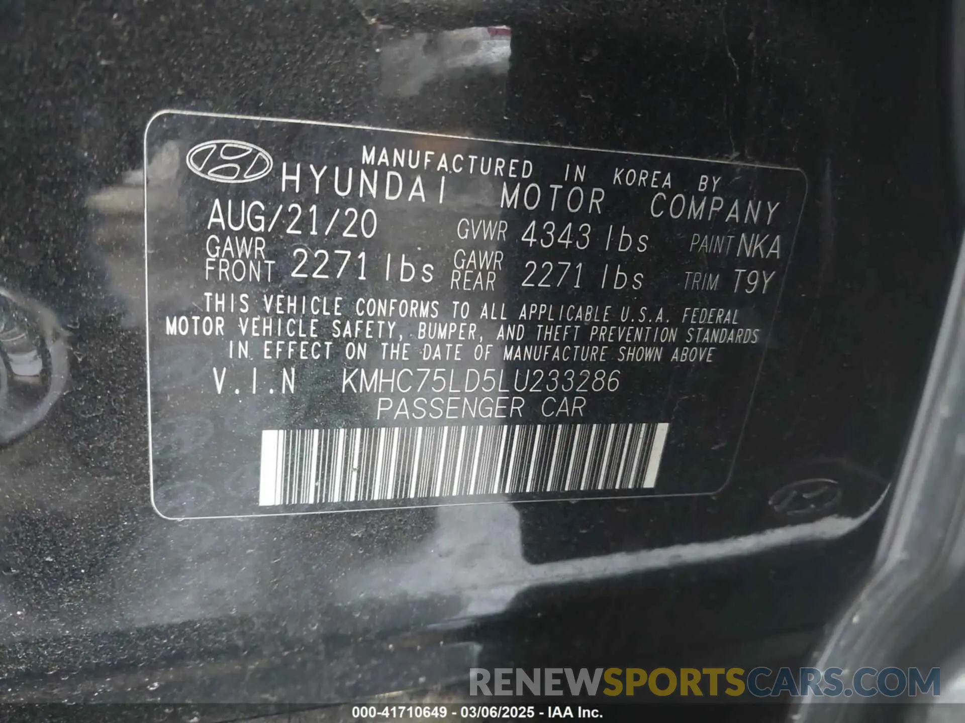 9 fotografías del automóvil dañado KMHC75LD5LU233286 HYUNDAI IONIQ PLUG-IN HYBRID 2020