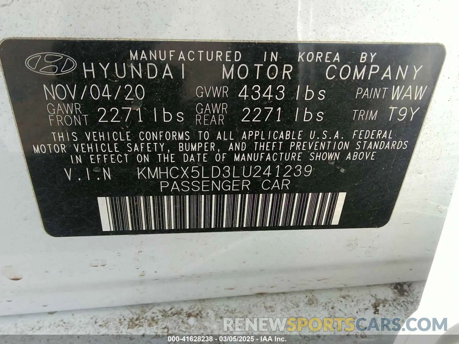 9 fotografías del automóvil dañado KMHCX5LD3LU241239 HYUNDAI IONIQ PLUG-IN HYBRID 2020