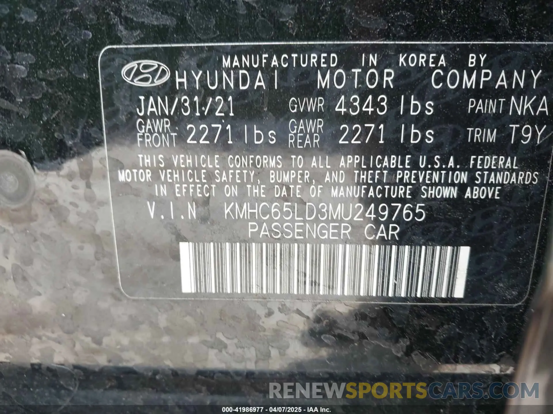 9 fotografías del automóvil dañado KMHC65LD3MU249765 HYUNDAI IONIQ PLUG-IN HYBRID 2021