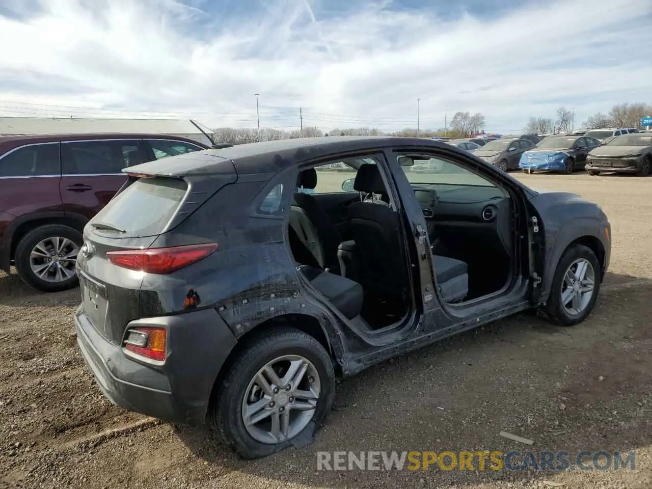 3 fotografías del automóvil dañado KM8K12AA2KU375713 HYUNDAI KONA 2019