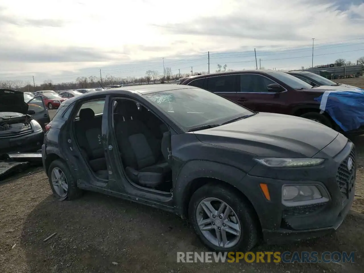 4 fotografías del automóvil dañado KM8K12AA2KU375713 HYUNDAI KONA 2019