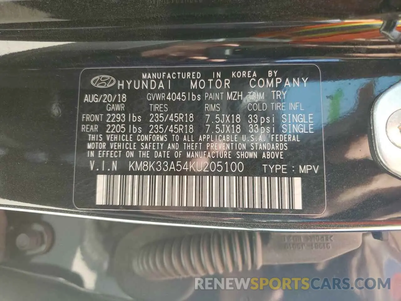 13 fotografías del automóvil dañado KM8K33A54KU205100 HYUNDAI KONA 2019