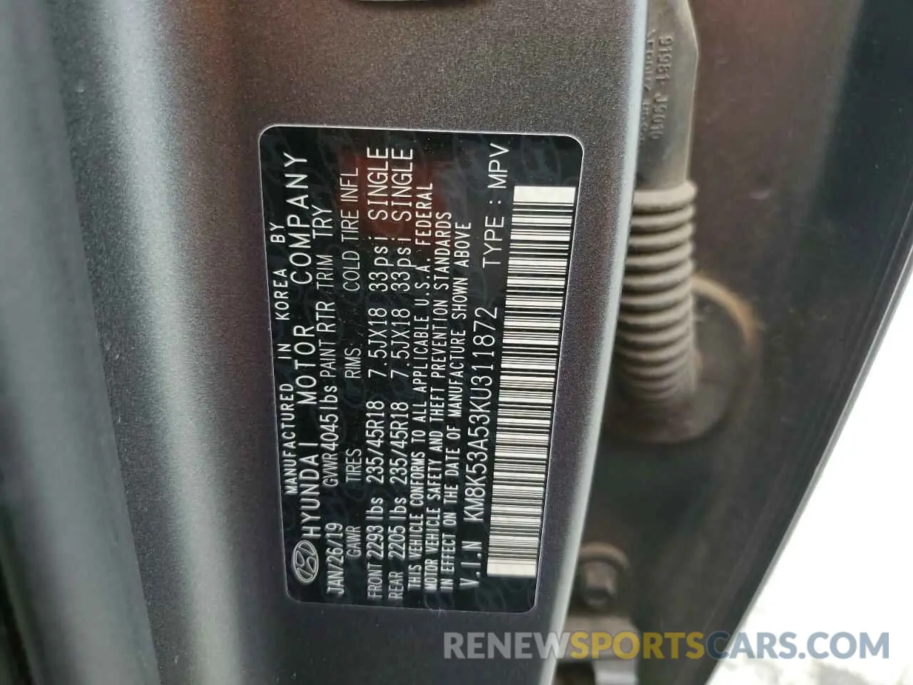 15 fotografías del automóvil dañado KM8K53A53KU311872 HYUNDAI KONA 2019