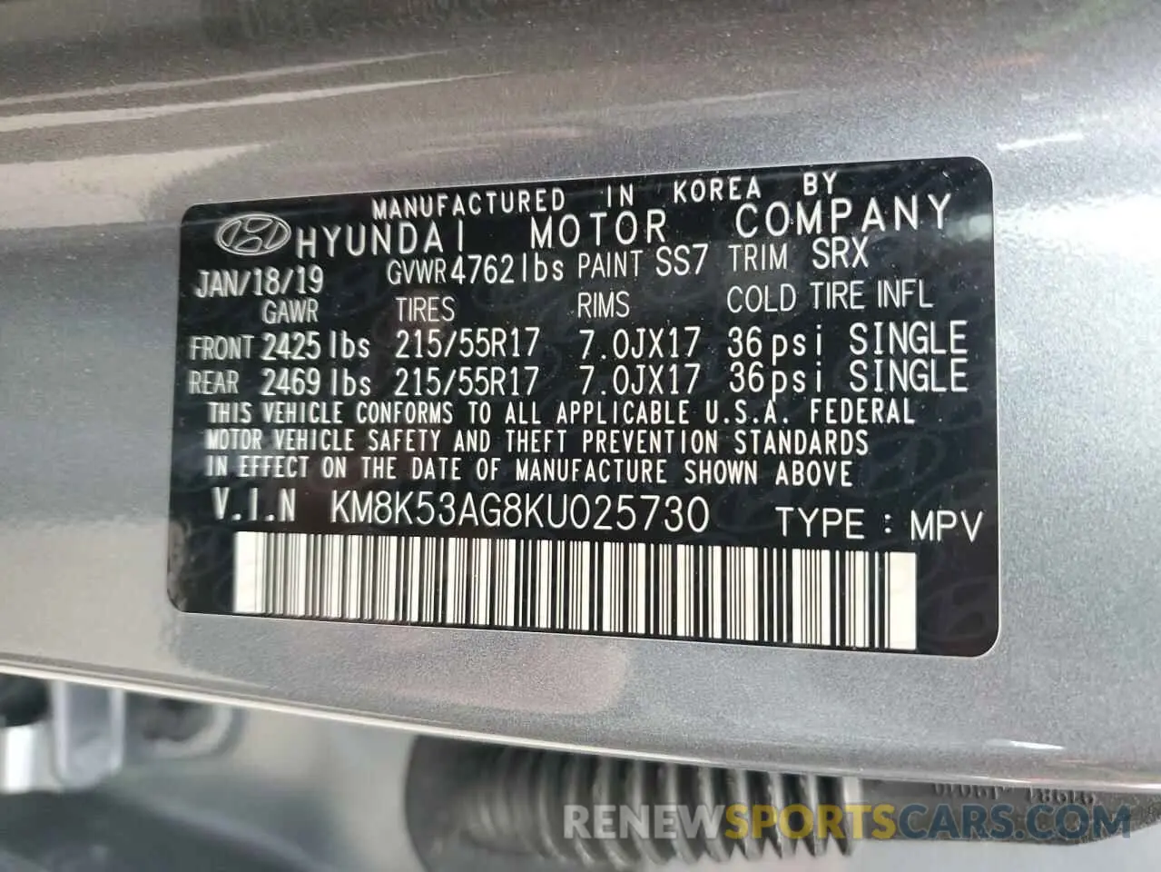 15 fotografías del automóvil dañado KM8K53AG8KU025730 HYUNDAI KONA 2019