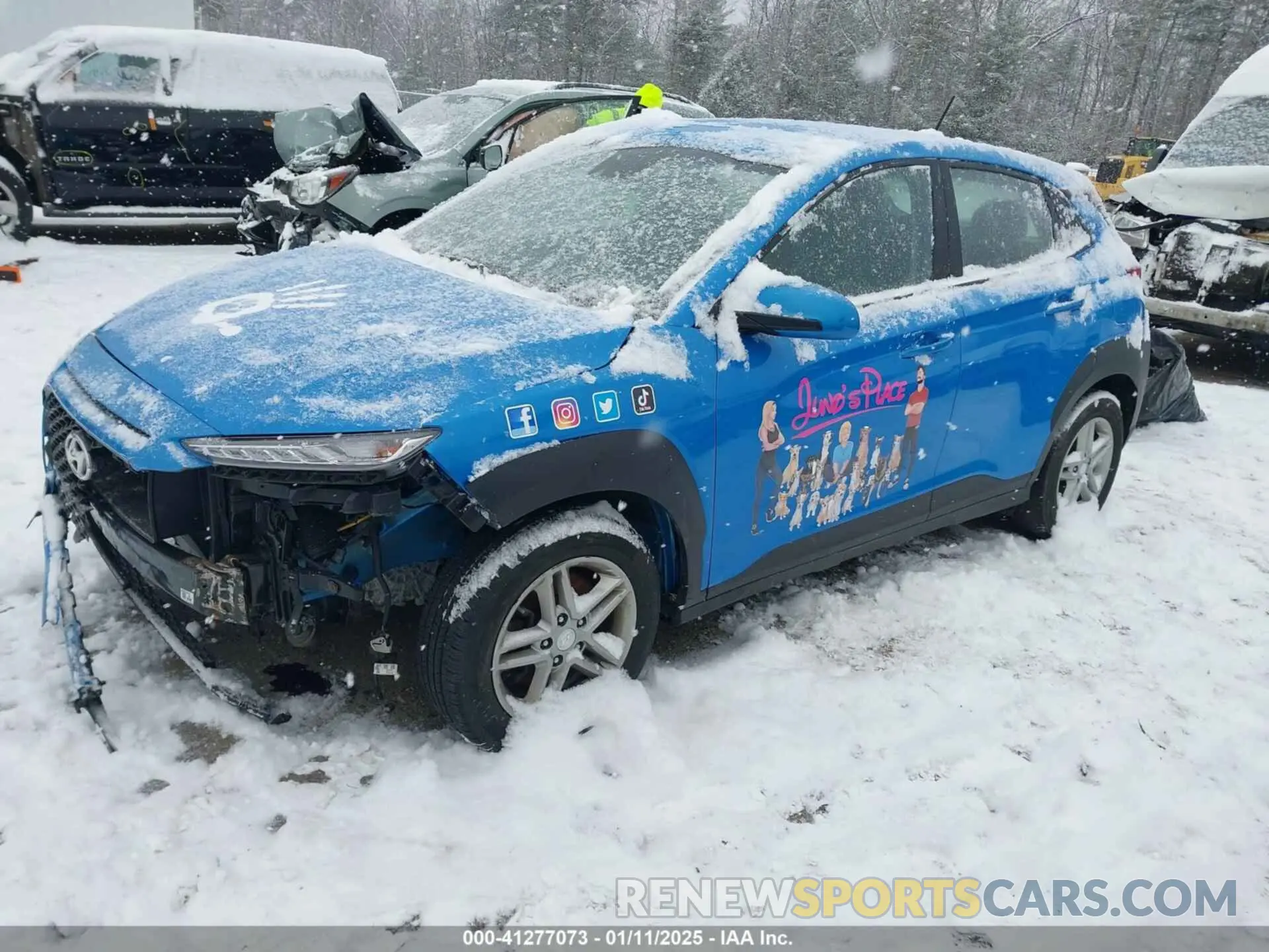 2 fotografías del automóvil dañado KM8K1CAA1LU453616 HYUNDAI KONA 2020