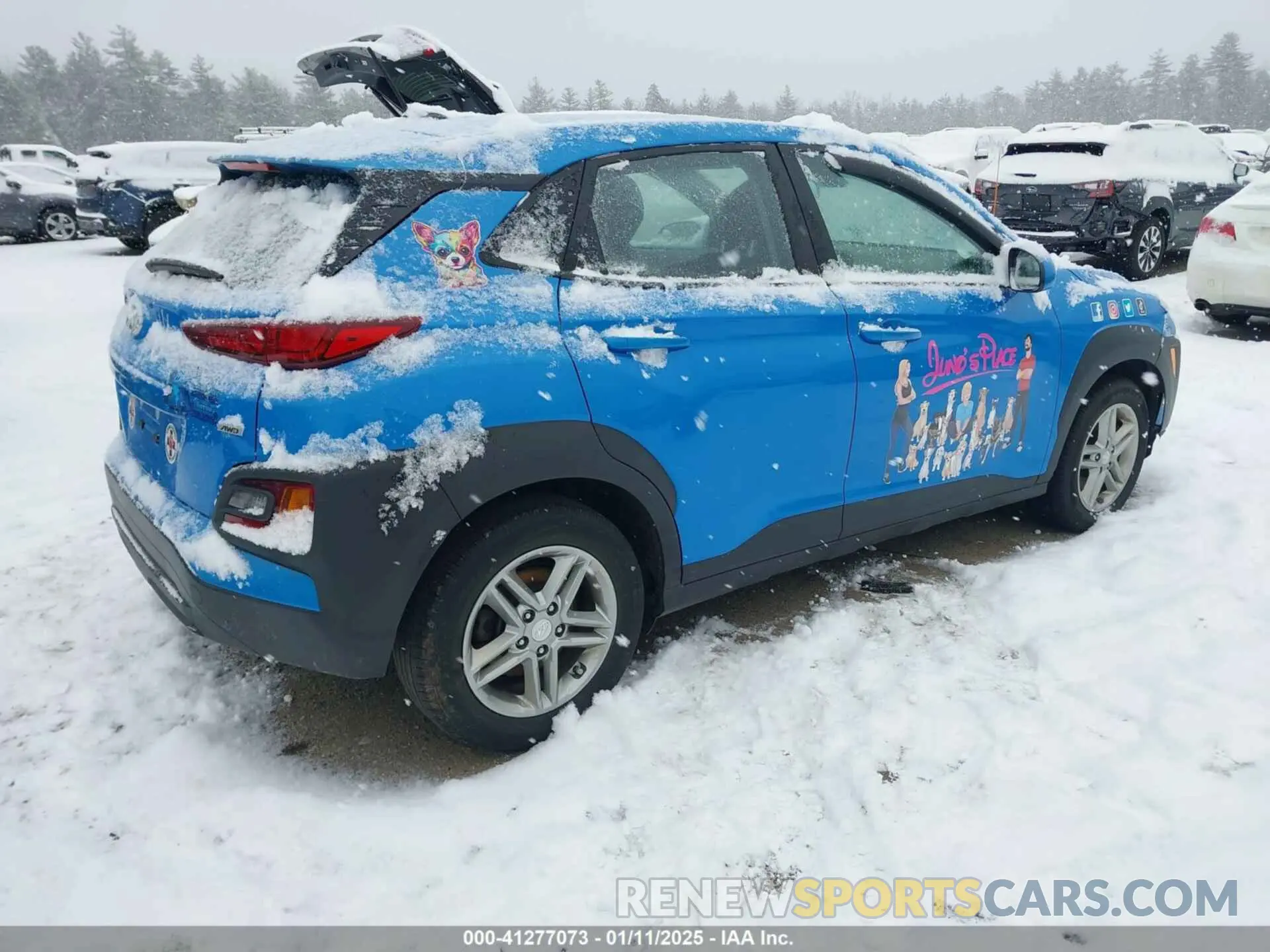 4 fotografías del automóvil dañado KM8K1CAA1LU453616 HYUNDAI KONA 2020