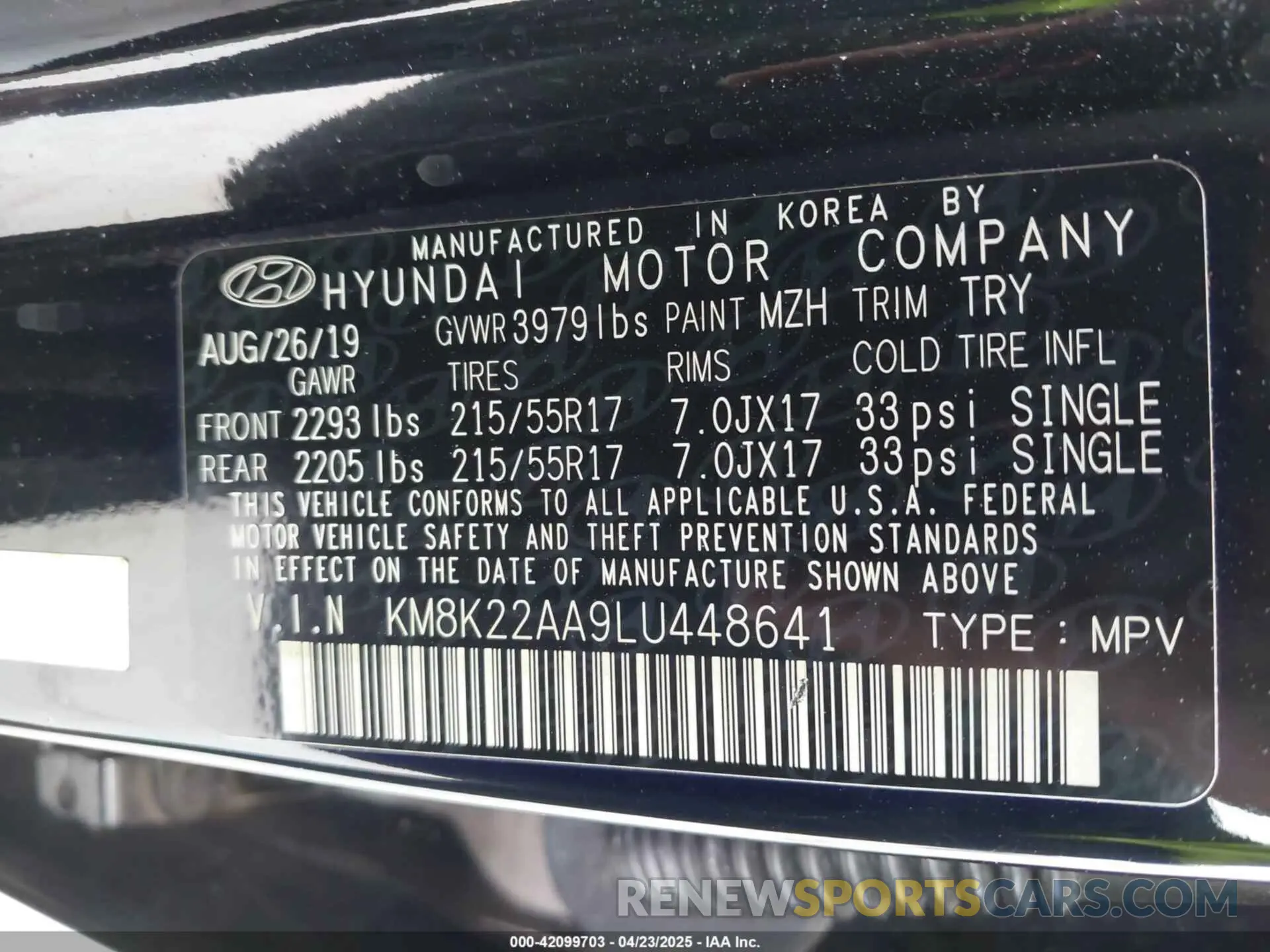 9 fotografías del automóvil dañado KM8K22AA9LU448641 HYUNDAI KONA 2020