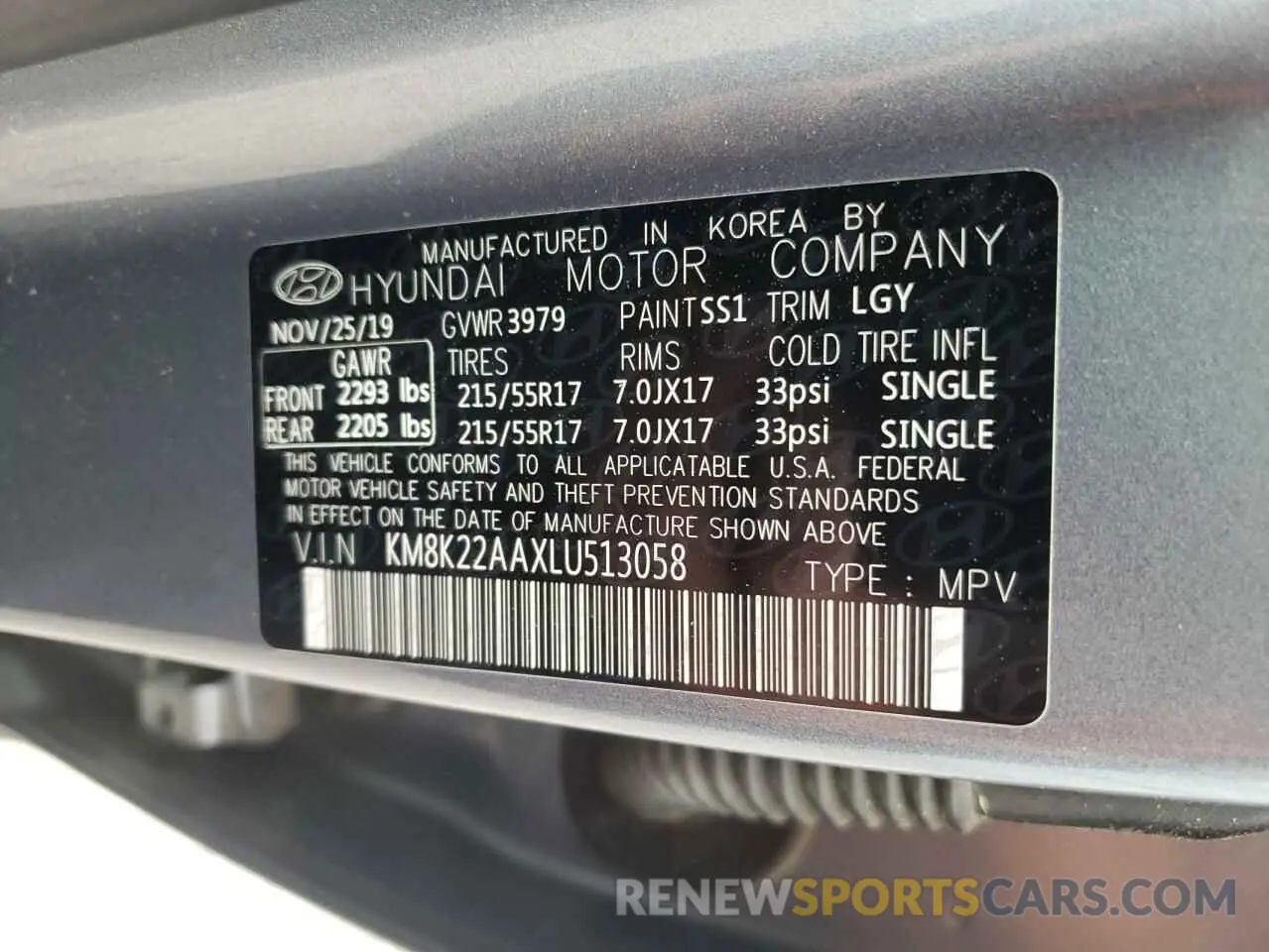 12 fotografías del automóvil dañado KM8K22AAXLU513058 HYUNDAI KONA 2020