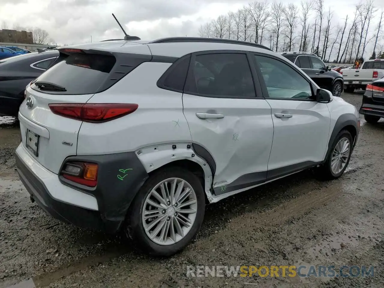 3 fotografías del automóvil dañado KM8K2CAA1LU591637 HYUNDAI KONA 2020
