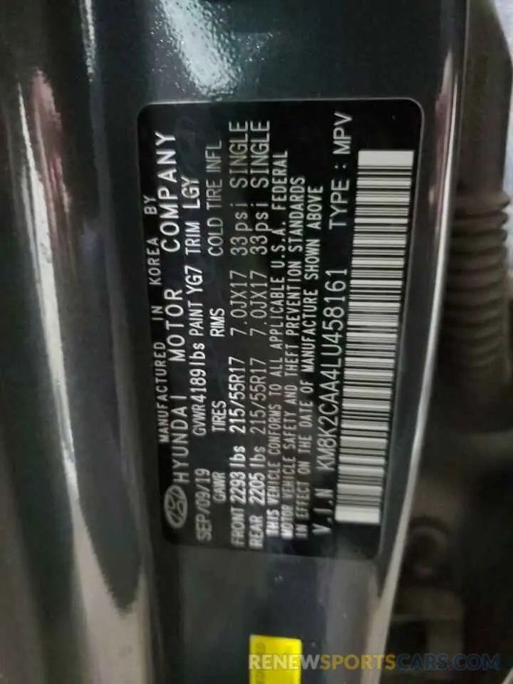 14 fotografías del automóvil dañado KM8K2CAA4LU458161 HYUNDAI KONA 2020