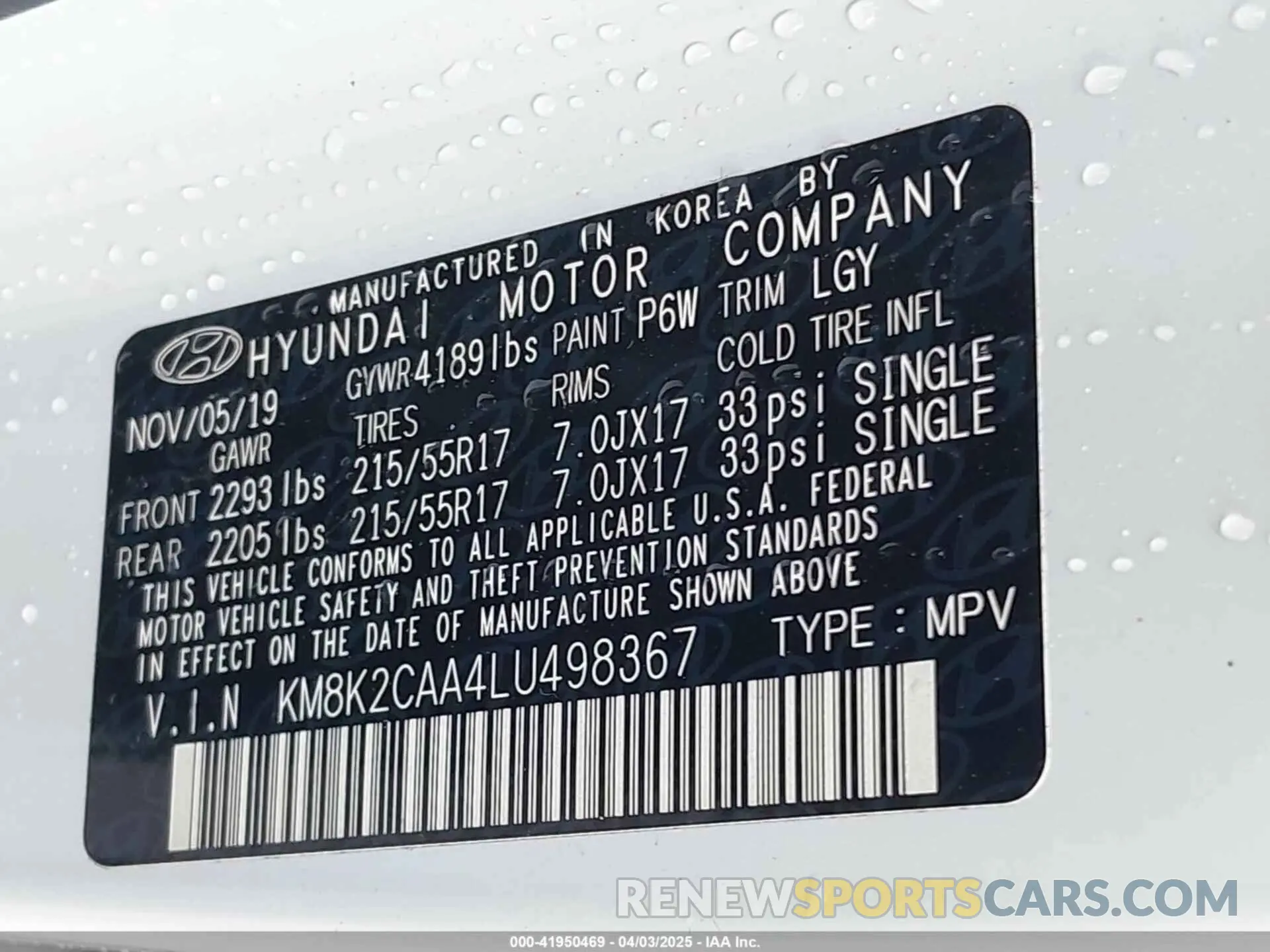 9 fotografías del automóvil dañado KM8K2CAA4LU498367 HYUNDAI KONA 2020