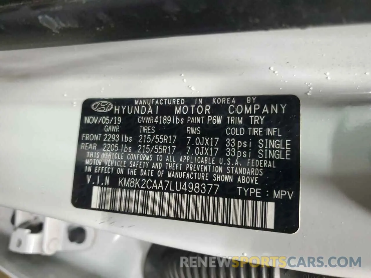 13 fotografías del automóvil dañado KM8K2CAA7LU498377 HYUNDAI KONA 2020