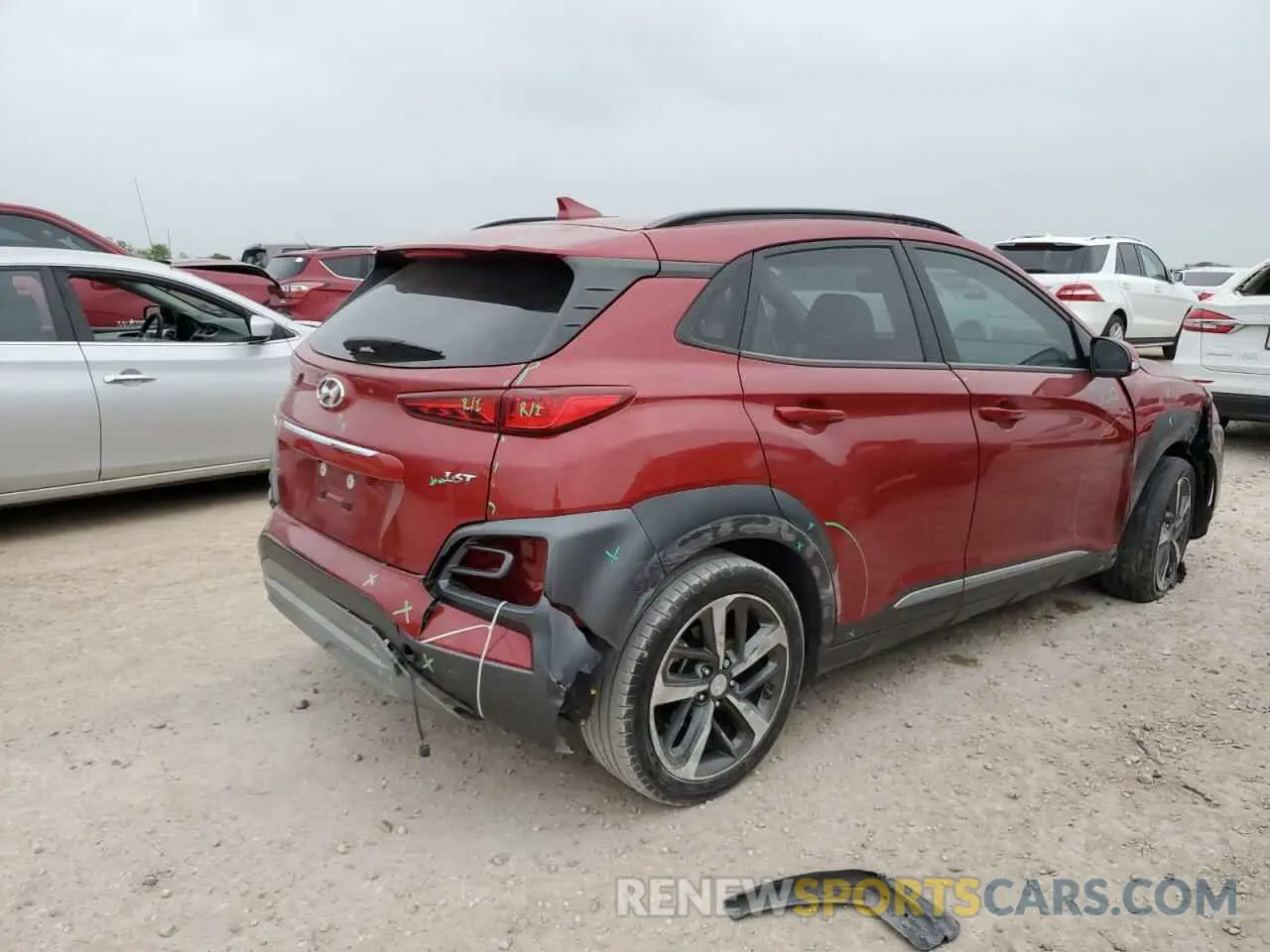 3 fotografías del automóvil dañado KM8K33A54LU542934 HYUNDAI KONA 2020