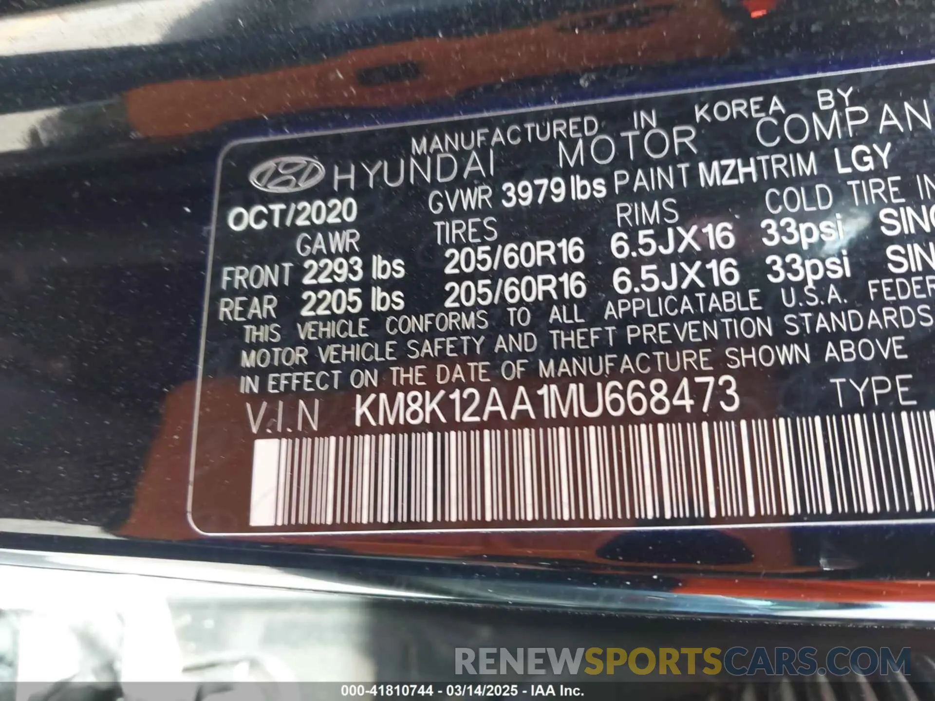 9 fotografías del automóvil dañado KM8K12AA1MU668473 HYUNDAI KONA 2021