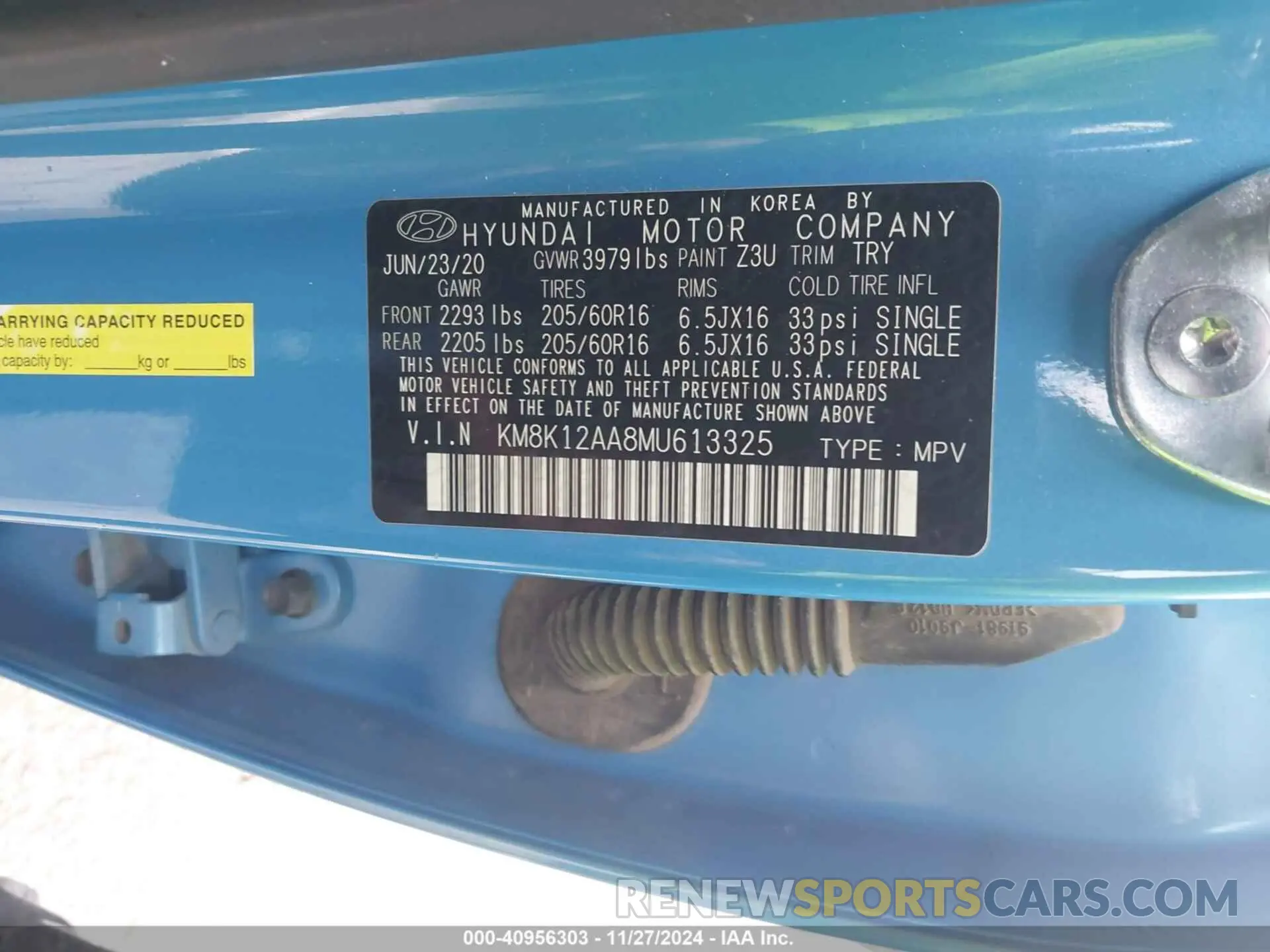 9 fotografías del automóvil dañado KM8K12AA8MU613325 HYUNDAI KONA 2021