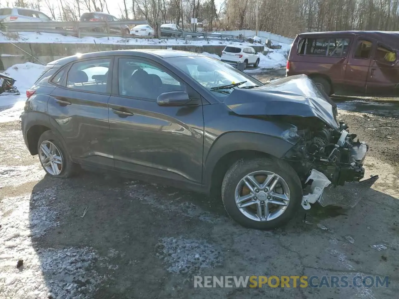 4 fotografías del automóvil dañado KM8K1CAA2MU680377 HYUNDAI KONA 2021