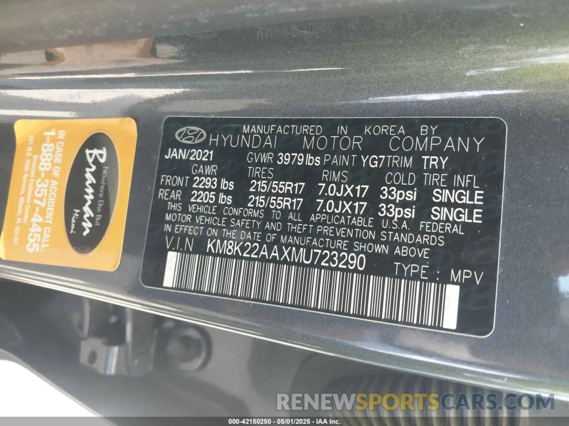 9 fotografías del automóvil dañado KM8K22AAXMU723290 HYUNDAI KONA 2021