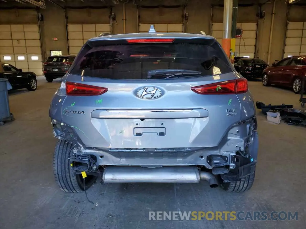 6 fotografías del automóvil dañado KM8K3CA50MU612642 HYUNDAI KONA 2021