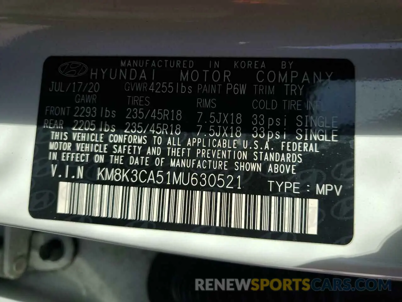 13 fotografías del automóvil dañado KM8K3CA51MU630521 HYUNDAI KONA 2021