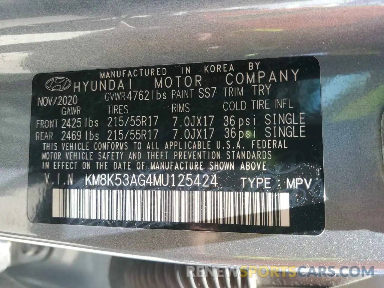 13 fotografías del automóvil dañado KM8K53AG4MU125424 HYUNDAI KONA 2021