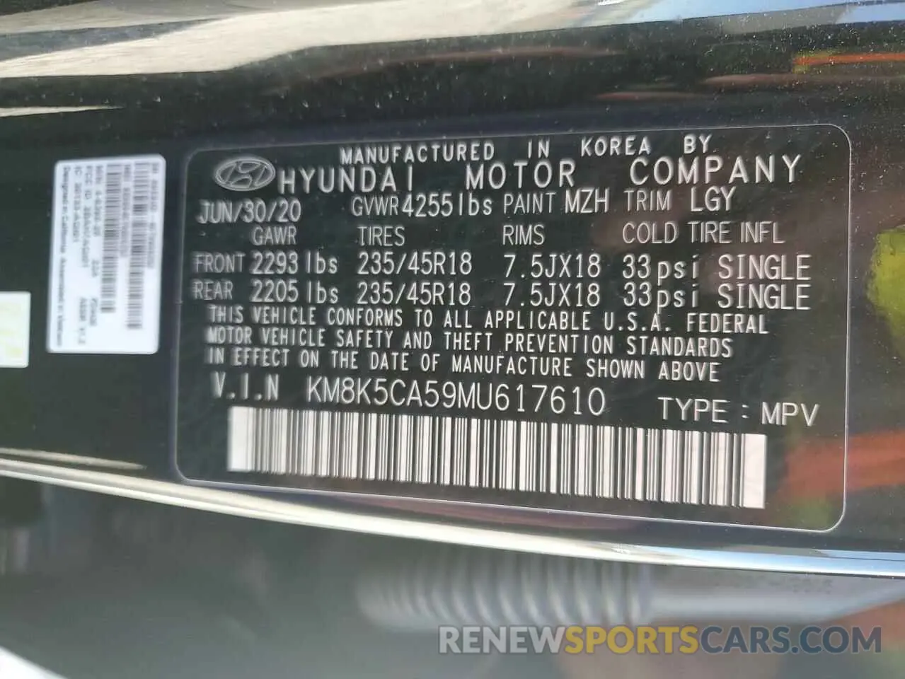 15 fotografías del automóvil dañado KM8K5CA59MU617610 HYUNDAI KONA 2021