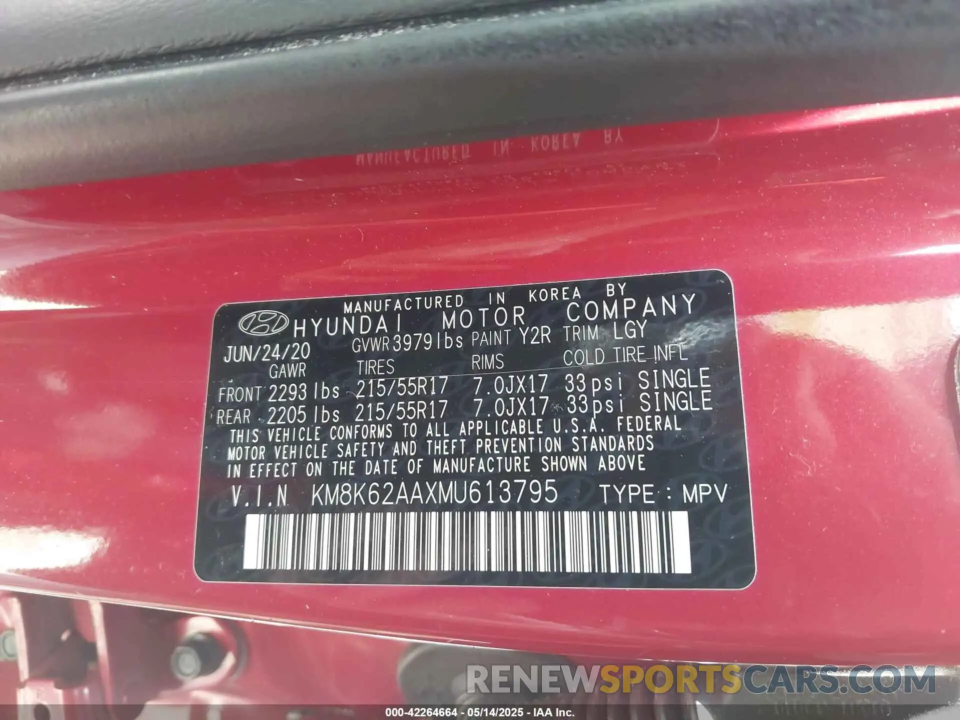 9 fotografías del automóvil dañado KM8K62AAXMU613795 HYUNDAI KONA 2021