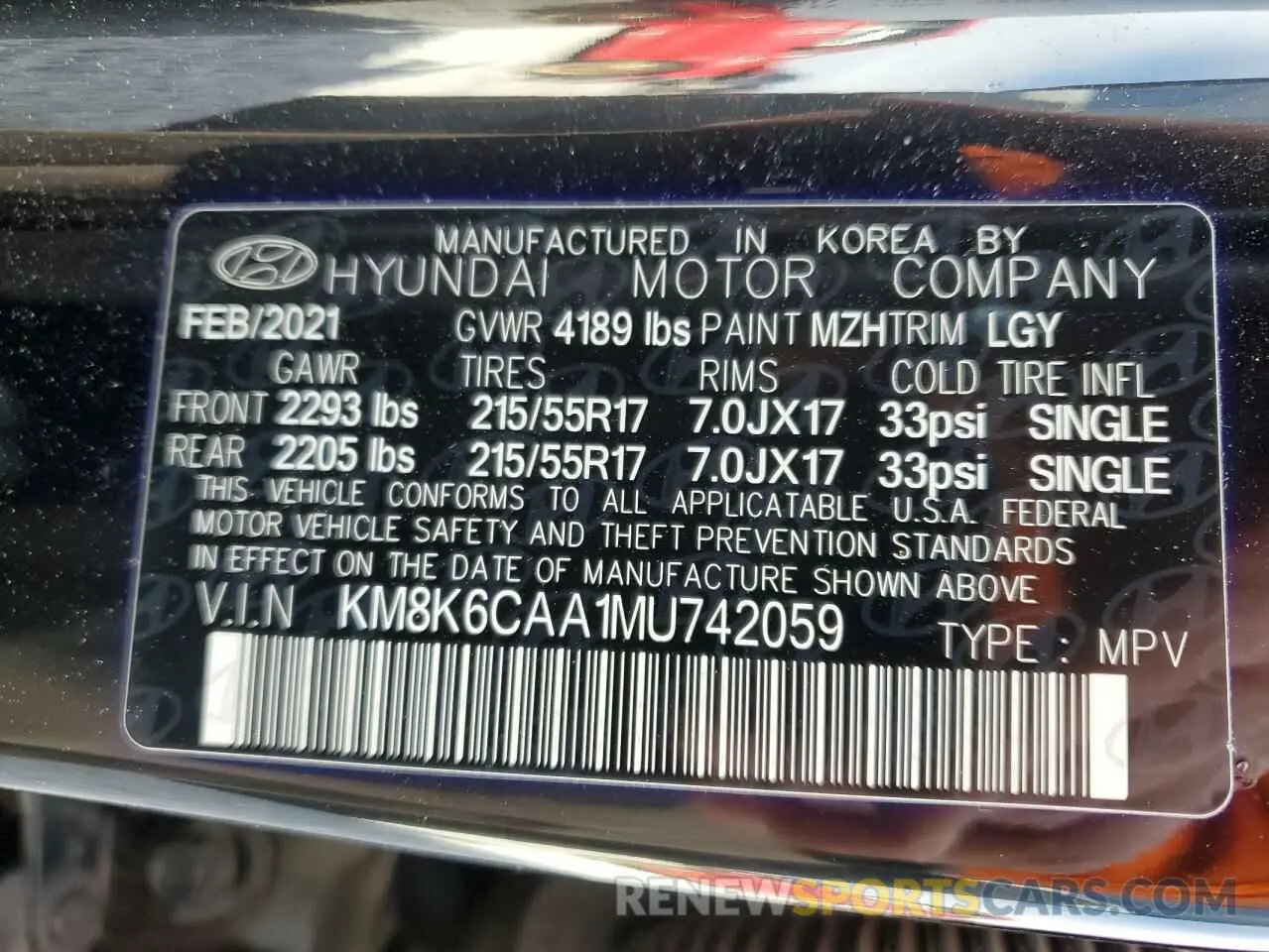 15 fotografías del automóvil dañado KM8K6CAA1MU742059 HYUNDAI KONA 2021