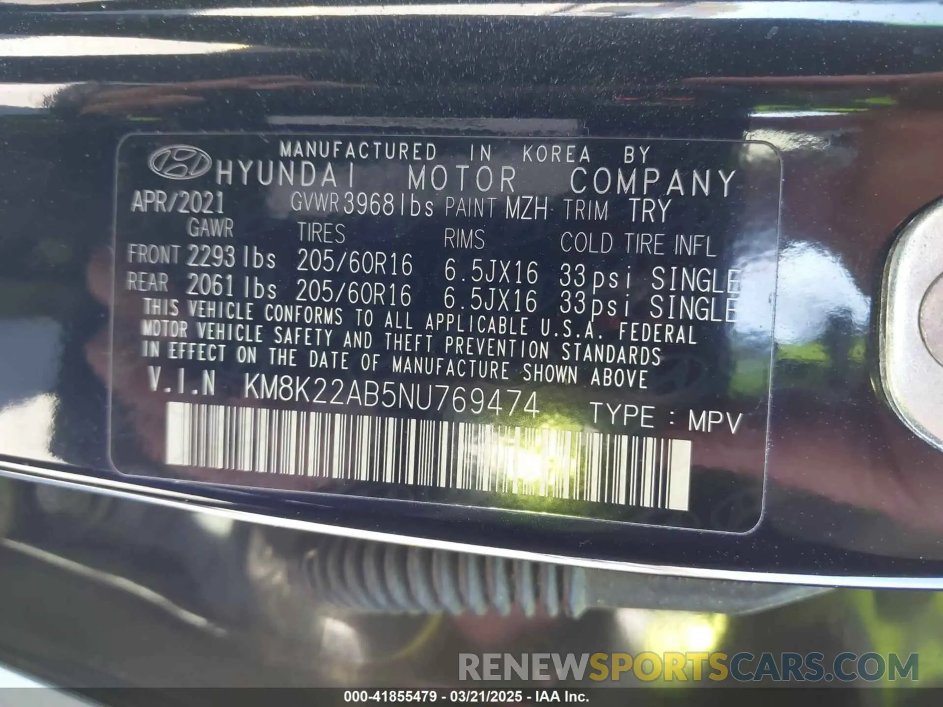 9 fotografías del automóvil dañado KM8K22AB5NU769474 HYUNDAI KONA 2022