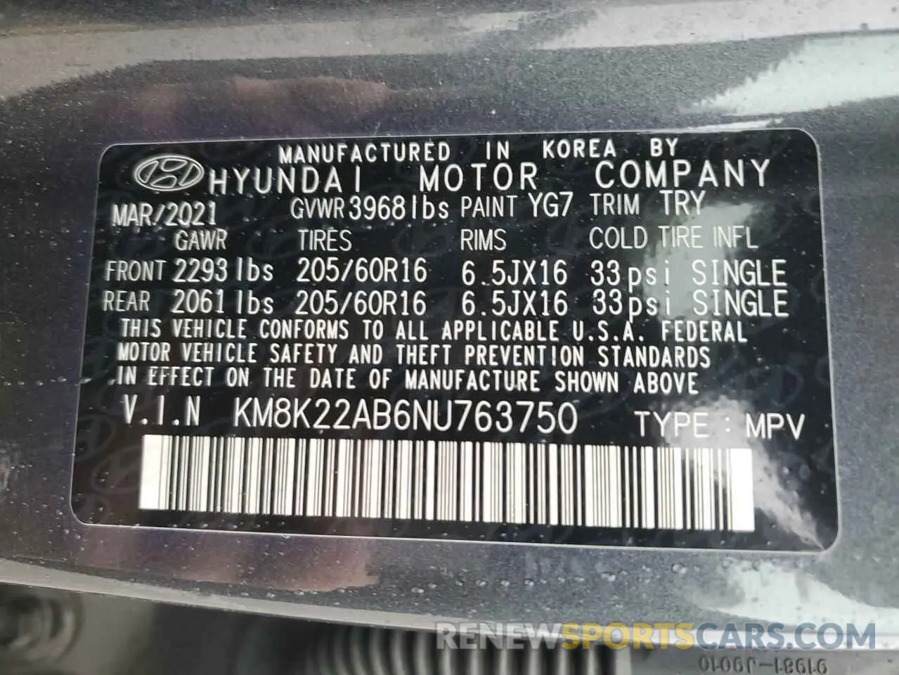 12 fotografías del automóvil dañado KM8K22AB6NU763750 HYUNDAI KONA 2022